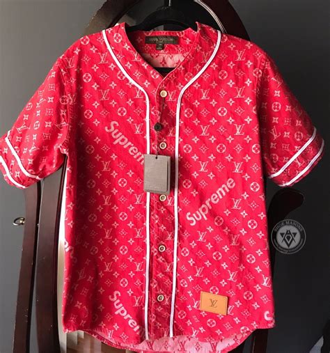 supreme baseball jersey louis vuitton ebay red 25000|supreme louis vuitton collab sweatshirt.